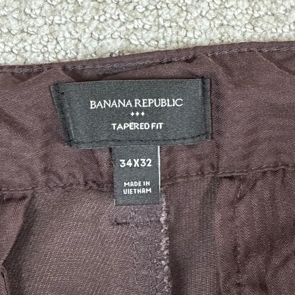NEW Banana Republic Mens 34x32 (Actual 34x30) Brown Tapered Moleskin Cargo Pants - Picture 5 of 11